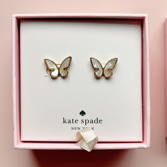 kate spade Jewelry - Kate Spade All A Flutter Mother Of Pearl Gold MOP Butterfly Earrings NIB New!